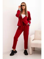 Dámsky viskózový set s lampášmi a športovou bundou červený Dámsky viskózový set s lampášmi a športovou bundou červený
