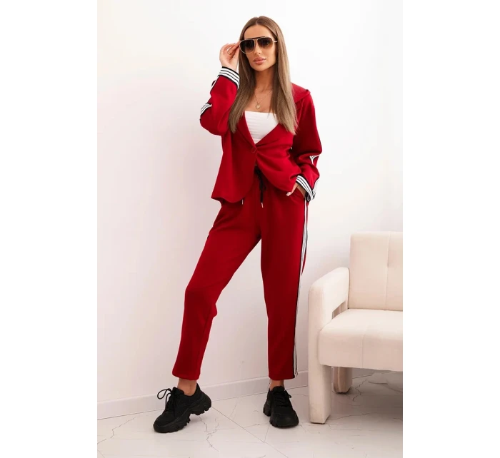 Dámsky viskózový set s lampášmi a športovou bundou červený Dámsky viskózový set s lampášmi a športovou bundou červený