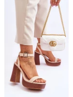 Kožené Sandály Na model 21620454 Platformě Béžové Marina - Boto