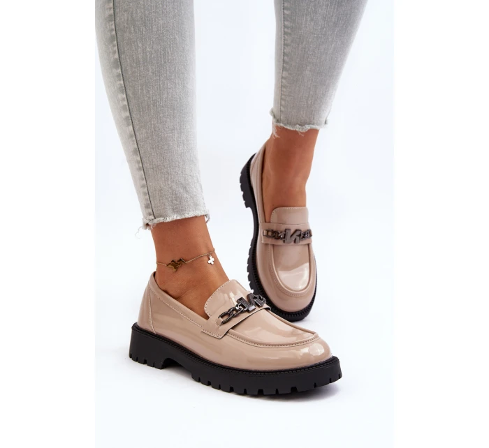 Dámské mokasíny na ploché podrážce béžové model 21649166 - VINCEZA Dámské mokasíny na ploché podrážce béžové model 21649166 - VINCEZA