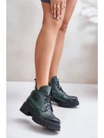 Dámské Kožené Kotníkové Boty S Svrškem Zateplené Tmavě Zelené model 21673818 - Zazoo