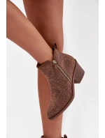 Dámské boty na podpatku model 21713523 hnědé - S.Barski