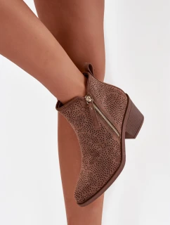 Dámské boty na podpatku model 21713523 hnědé - S.Barski