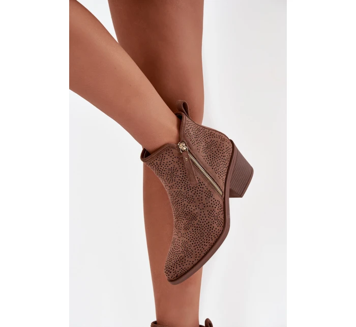 Dámské boty na podpatku model 21713523 hnědé - S.Barski