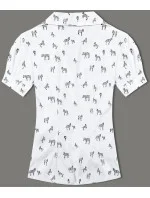 Dámska blúzka s golierom a zebrovaným vzorom (AWY2011D) biela - Móda