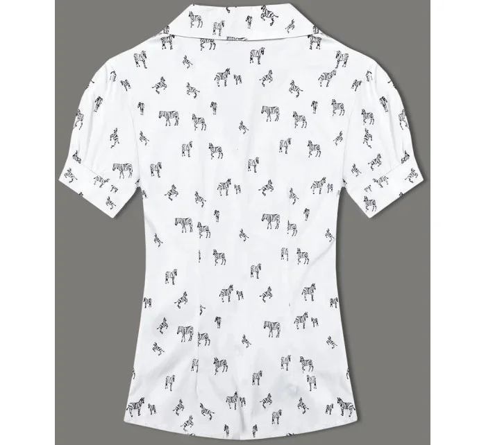 Dámska blúzka s golierom a zebrovaným vzorom (AWY2011D) biela - Móda