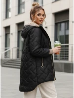 Dámska prechodná prešívaná bunda s predĺženým strihom čierna TY5606