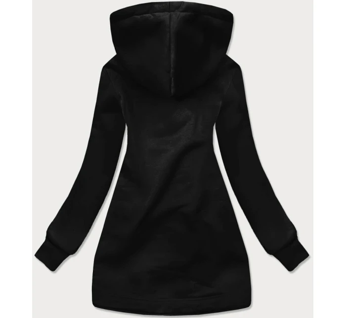 Čierna dámska dlhá mikina na zips (AMG815) Čierna dámska dlhá mikina na zips (AMG815)