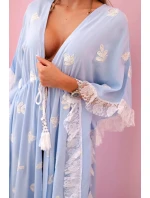 Dámsky boho plášť z viskózy s čipkou modrý