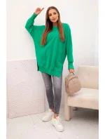 Dámska bavlnená mikina so širokým spodným lemom zelená