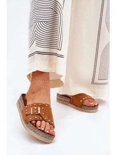 Dámské Pantofle Na Platformě S Přezkou A Camel model 21689943 - Boto