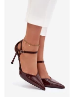 Lakované lodičky s páskem čokoládové model 21788340 - Boto