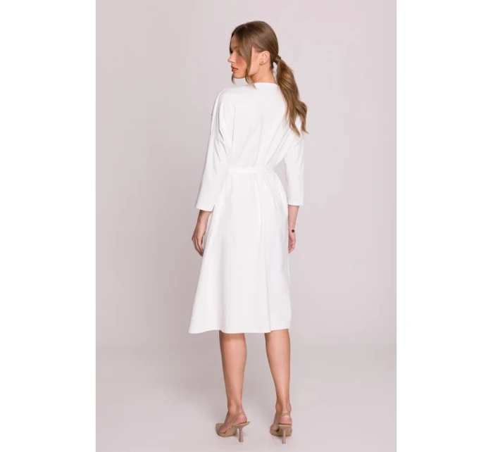 S403 Pletené šaty v nadmernej veľkosti - ecru