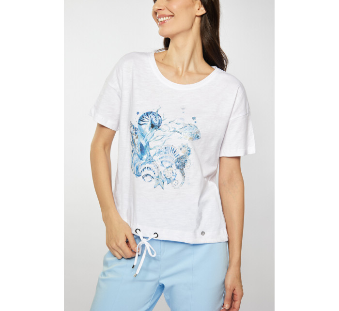 Monnari Blúzky Dámske tričko so vzorom Biela