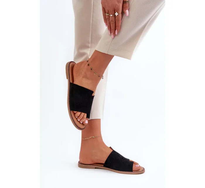 Dámske čierne semišové papuče amite