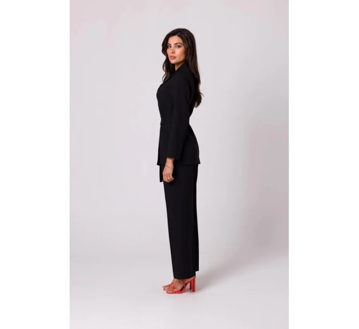 Dámske sako s opaskom na zaväzovanie B253 Black - BeWear