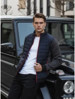 Pánska prechodná prešívaná bunda tmavomodrá FashionStreet TX4397