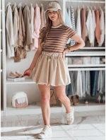 LINESS hnedé pruhované dámske základné tričko FashionStreet RY2810 LINESS hnedé pruhované dámske základné tričko FashionStreet RY2810
