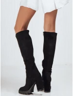 Dámské semišové kozačky na podpatku černé Dstreet model 21993926 - FashionStreet