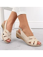 Pohodlné kožené sandále Rieker W RKR682 beige