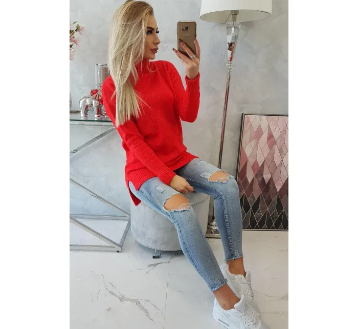 Sveter so stojačikom červený Sveter so stojačikom červený