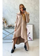 Zateplené šaty s delšími boky tmavě béžové Zateplené šaty s delšími boky tmavě béžové