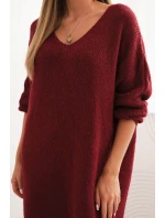 Dámske Plus veľkosť vlny V-neck sukne bordová