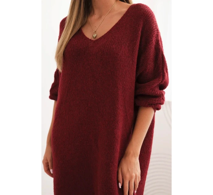 Dámske Plus veľkosť vlny V-neck sukne bordová