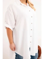 Dámská košile Plus Size z viskózy s delším zadním dílem bílá