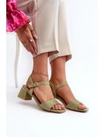 Sandały Damskie Na Klocku Z Eko Zamszu Zielone Leisha Sandały Damskie Na Klocku Z Eko Zamszu Zielone Leisha