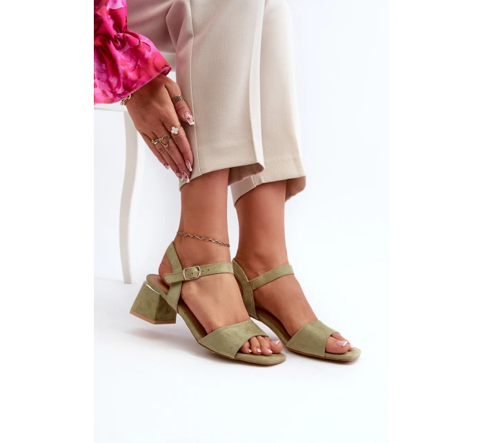 Sandały Damskie Na Klocku Z Eko Zamszu Zielone Leisha Sandały Damskie Na Klocku Z Eko Zamszu Zielone Leisha