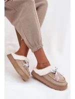 Kapcie Damskie Z Futerkiem I Kokardką Beżowe Fenella Kapcie Damskie Z Futerkiem I Kokardką Beżowe Fenella