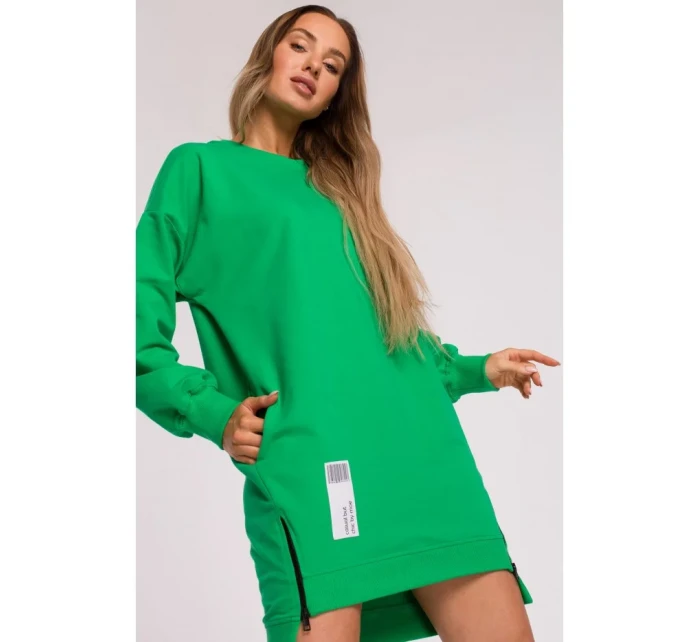 model 18004079 Svetrová tunika se zipy zelená - Moe