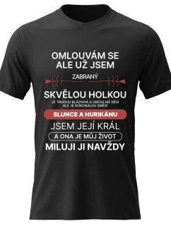 Pánské bavlněné tričko s potiskem - ZABRANÝ SVĚLOU HOLKOU - černé