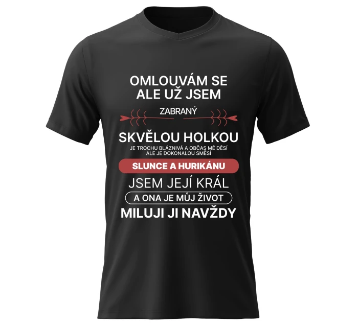 Pánské bavlněné tričko s potiskem - ZABRANÝ SKVĚLOU HOLKOU - černé