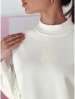 Dámska nadrozmerná mikina s nášivkou LOVASON ecru FashionStreet BY1421