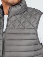 Pánska prešívaná tmavosivá vesta FashionStreet TX5079