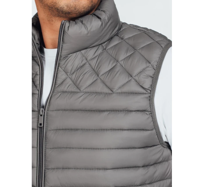 Pánska prešívaná tmavosivá vesta FashionStreet TX5079