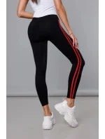 Čierno-červené športové legíny s lampasmi (YW01052-D1-5)