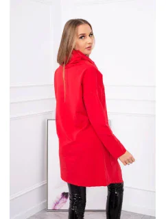 Červená tunika nadmernej veľkosti s obálkovou prednou časťou