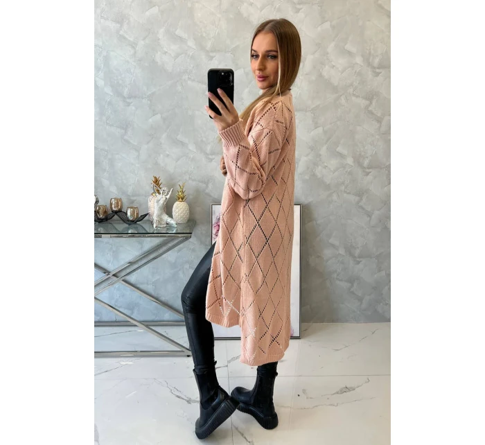 Sveter s geometrickým vzorom púdrovo ružový Sveter s geometrickým vzorom púdrovo ružový