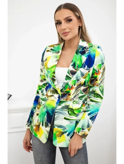 Bavlnená bunda s potlačou a gombíkom zelená