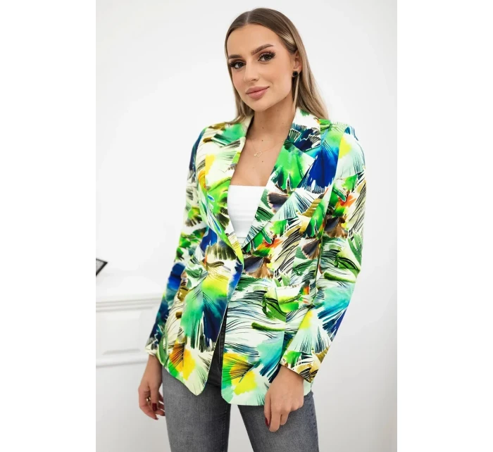 Bavlnená bunda s potlačou a gombíkom zelená