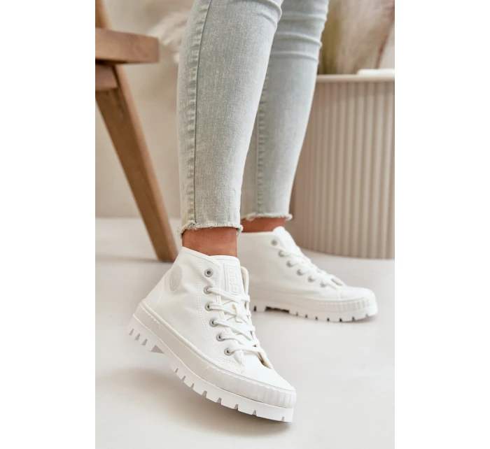 Trampki Damskie Z Cholewką Za Kostkę Big Star OO274009 Białe