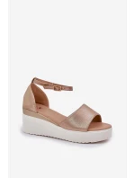 Lekkie Sandały Na Platformie I Delikatnym Koturnie Złote Gillifia Lekkie Sandały Na Platformie I Delikatnym Koturnie Złote Gillifia