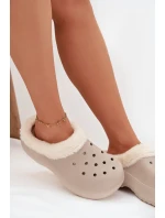Pěnové dámské pantofle s kožešinou Khaki model 21772610 - Boto Pěnové dámské pantofle s kožešinou Khaki model 21772610 - Boto