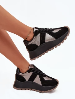 Dámske semišové tenisky na platforme Big Star HI-POLY SYSTEM - čierne