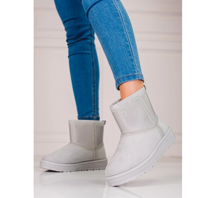 Klasické sněhule šedo-stříbrné dámské bez podpatku Klasické sněhule šedo-stříbrné dámské bez podpatku