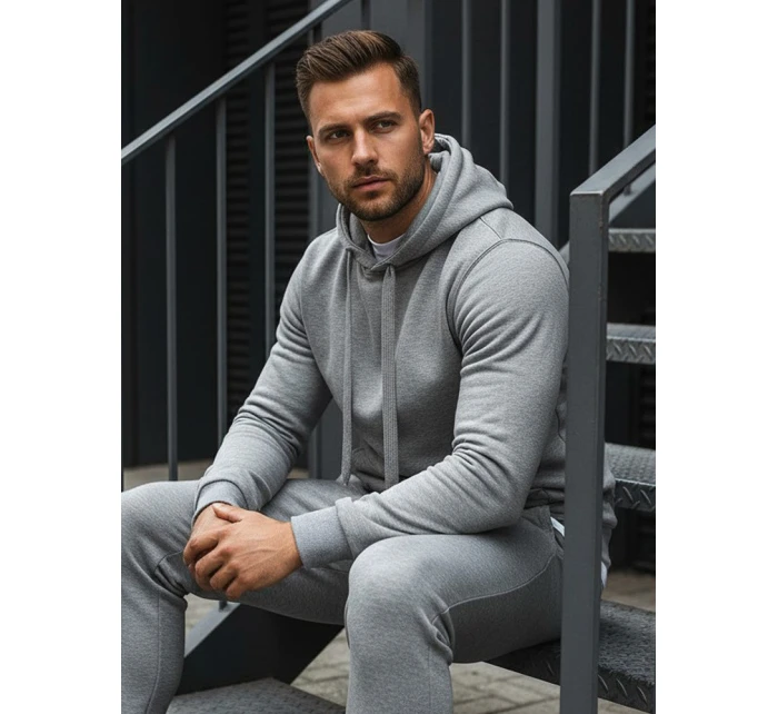 Pánská mikina s kapucí šedá model 21962114 - FashionStreet