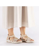 Dámske sandále na podpätku Romans beige Rieker 66201-62